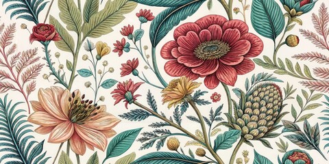 Double Exposure Botanical Clothing Pattern Design, Artistic Floral Textile Print, Nature Inspired Fashion Fabric