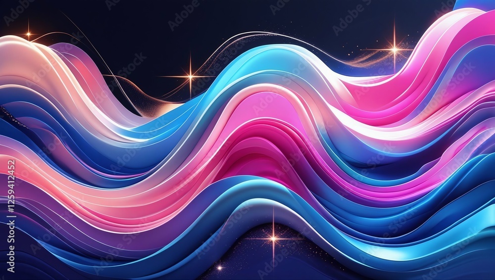 Poster colorful abstract wave design with flowing light patterns