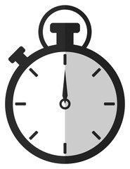 Black stopwatch icon in flat style isolated on white background.
