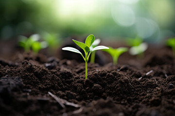Fototapeta premium green sprout in the fertile soil