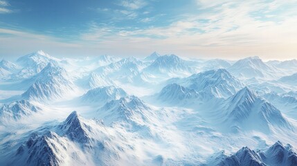 Obraz premium vast Arctic landscape, with the snow-capped mountains standing proudly against the endless, white horizon