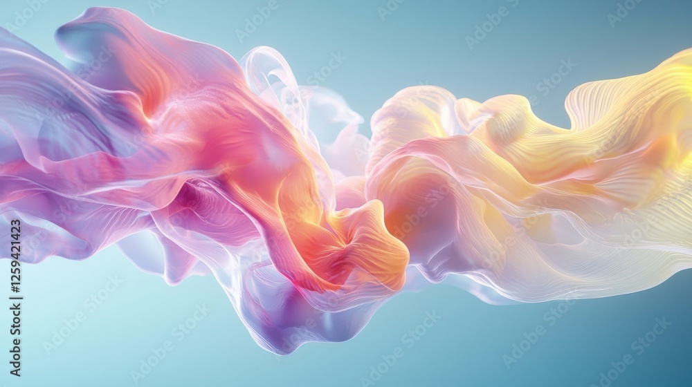 Poster Abstract flowing energy with soft light patterns on a gradient canvas