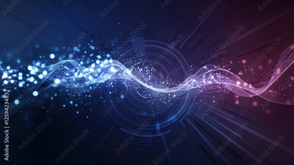 Aufkleber dynamic blue abstract background with light waves and digital lines