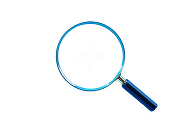 Magnifying glass with blue handle isolated on white background, emphasizing search, zoom, and focus concepts. Ai generative