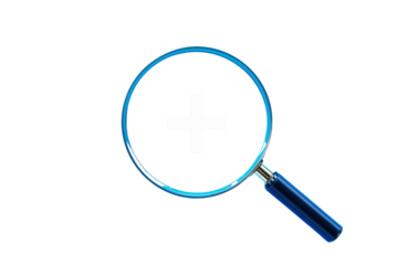 Magnifying glass with blue handle isolated on white background, emphasizing search, zoom, and focus concepts. Ai generative