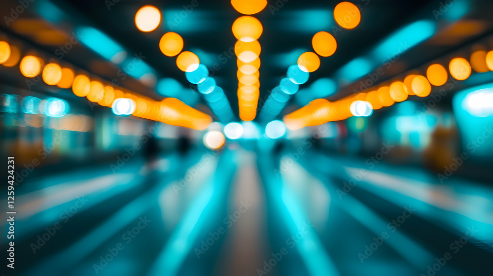 Poster abstract blurred city lights creating a vibrant, dynamic tunnel effect. ideal for backgrounds or mot