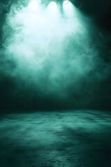 Fototapeta premium Dramatic Stage Setting with Fog and Spotlights Creating a Moody and Mysterious Atmosphere