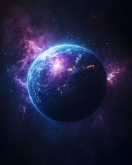 Distant World in Cosmic Nebula a Vibrant Depiction of Space Exploration and Celestial Beauty