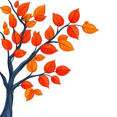 Autumnal Tree Branch with Vivid Fall Colors