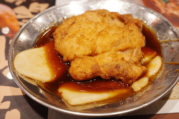 Korean cuisine delicious rice cake ribs close up