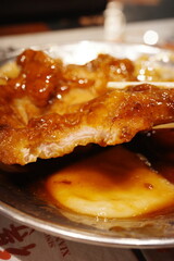 Korean cuisine delicious rice cake ribs close up
