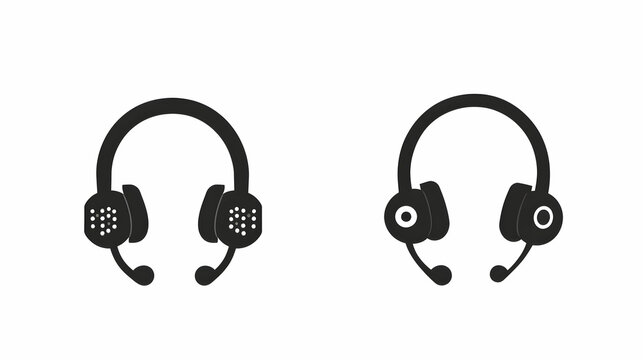 Two headset icons; support, communication, service; white background; website design