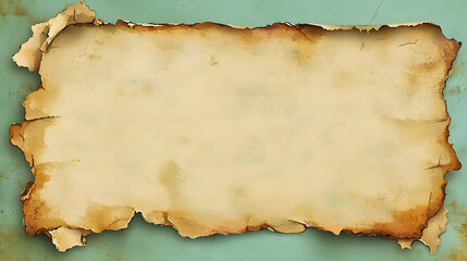 Fototapeta premium Aged Torn Paper On Teal Background
