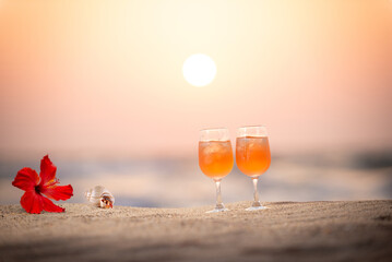 砂浜とドリンク
