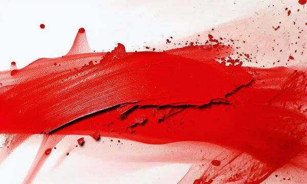 Red lipstick smear, white background, textured, cosmetic swatch