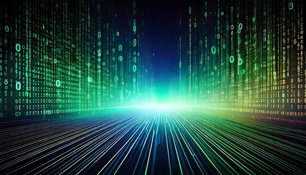 Digital binary code and streaming data wallpaper design