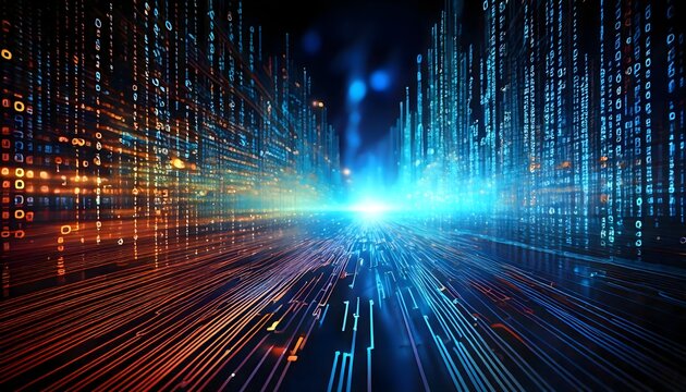 Digital binary code and streaming data wallpaper design