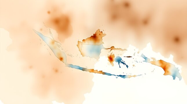 Abstract Watercolor Map of Indonesia