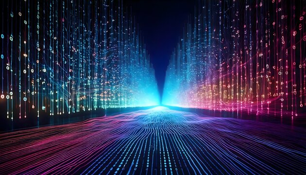 Digital binary code and streaming data wallpaper design