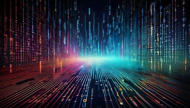 Digital binary code and streaming data wallpaper design