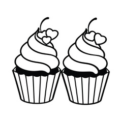 Cupcake Silhouette Vector, Laser Cut Cupcake eps, Bakery Stencil Design