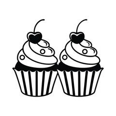 Cupcake Silhouette Vector, Laser Cut Cupcake eps, Bakery Stencil Design