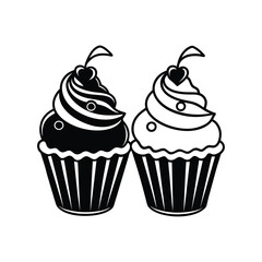 Cupcake Silhouette Vector, Laser Cut Cupcake eps, Bakery Stencil Design