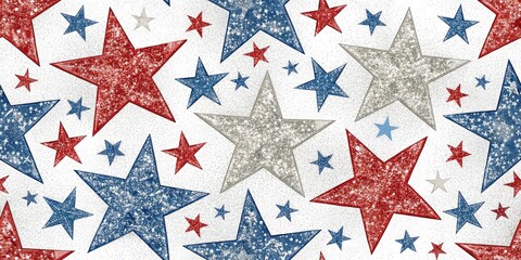 Fototapeta premium Patriotic Star Glitter Background, Festive Sparkling Texture, 4th of July, American Flag, Stars and Stripes, Holiday Sparkle