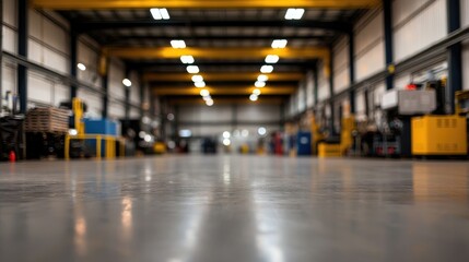 Industrial Warehouse Interior, Empty, Concrete Floor