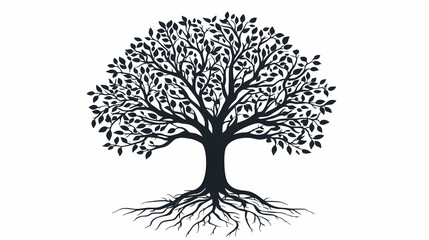 Fototapeta premium Lush tree roots, leaves, growth, nature, graphic design