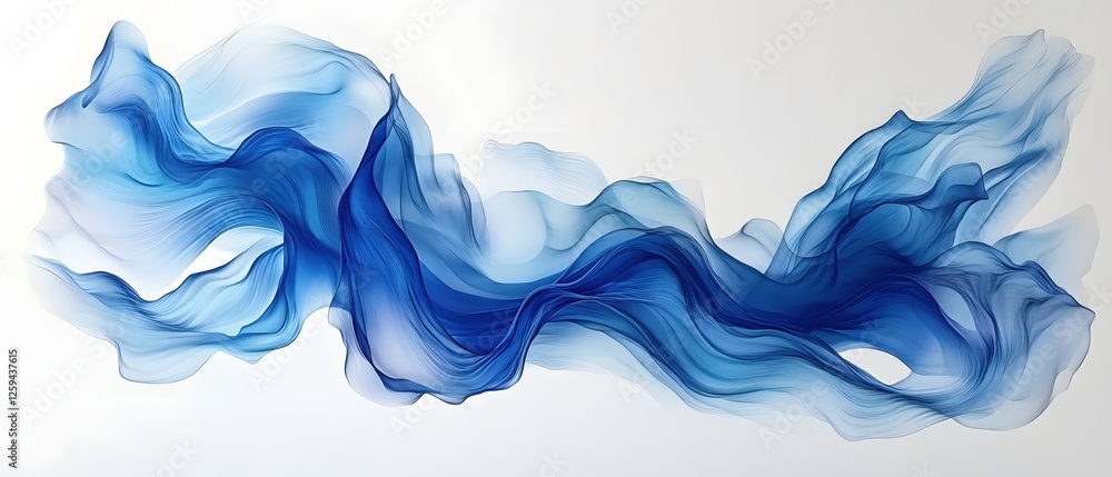 Aufkleber abstract fluid art with blue and white hues creating a dynamic and elegant flowing design