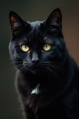Hidden black cat, dark fur, barely visible, enigmatic , stock photo, feline