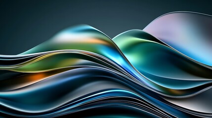 Abstract Teal Green Blue Swirling Waves Design