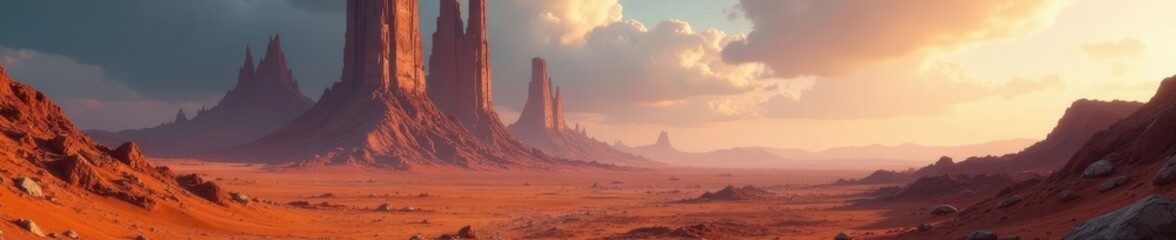 Vast, deserted landscape with colossal, decaying structures under an alien sky , rock, texture