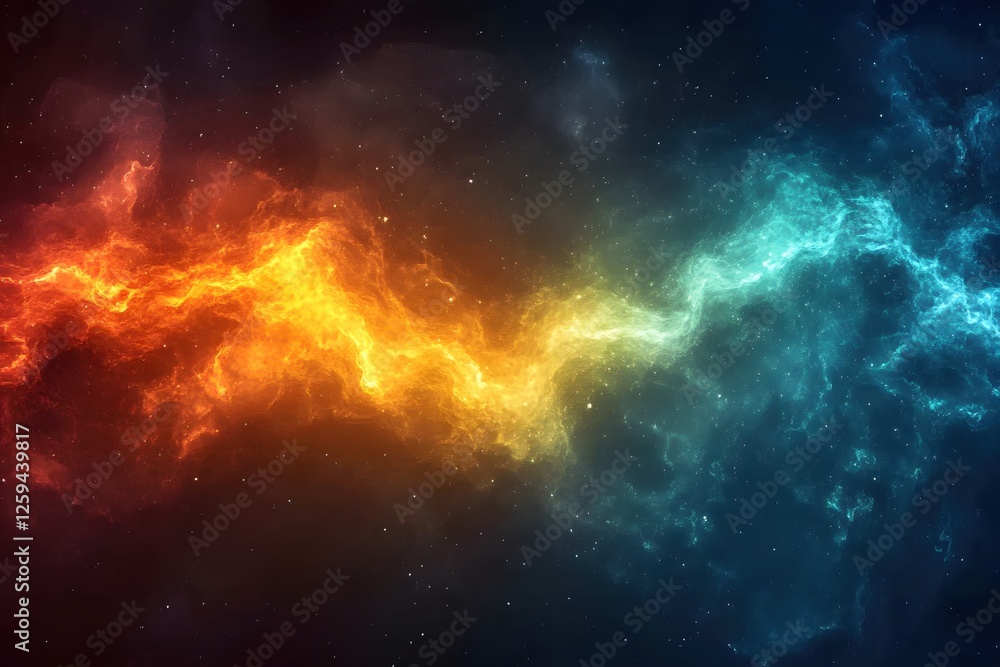 Aufkleber cosmic collision of fire and ice a stunning nebula display in deep space exploration