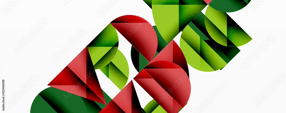 Aufkleber Abstract geometric background with layered gradient shapes forming dynamic patterns. Overlapping semi circles and triangles create depth and contrast