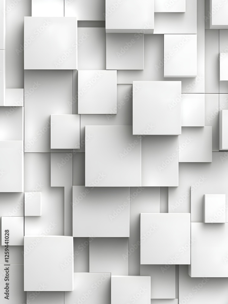 Poster abstract white geometric background with squares and rectangles in a modern minimalist style