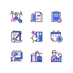 Employment and HR - line design style icons set