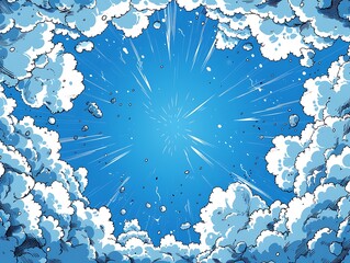 Dynamic Cloud Burst with Blue Sky and Explosive Effect for Background Design