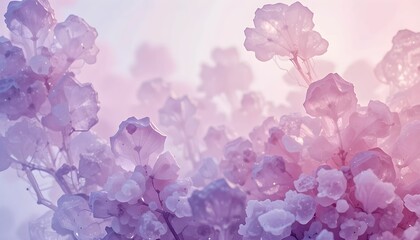 Fototapeta premium Close-up of Delicate Pink Crystals Creating Abstract Floral Shapes, Ideal for Textures, Backgrounds, and Creative Design Concepts.