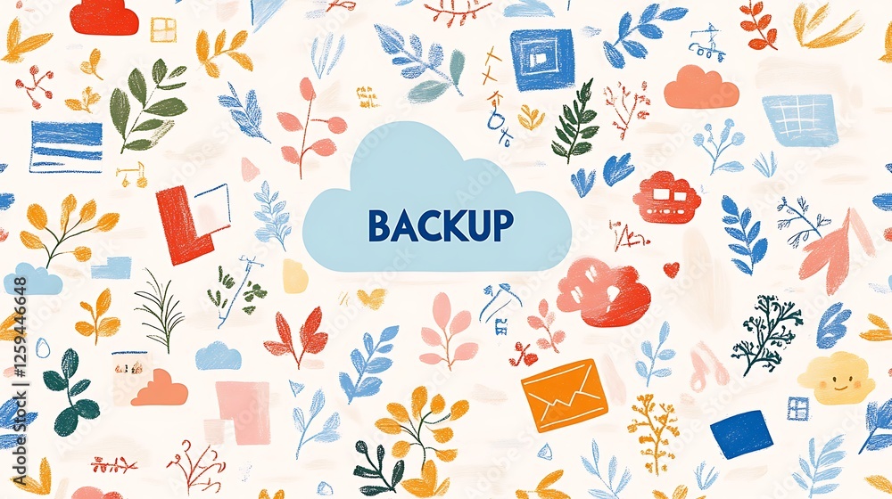 Poster the importance of data backup in a digital world with cloud storage and technology icons
