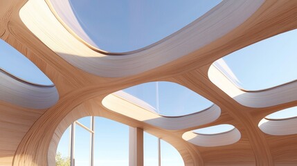 Fototapeta premium Innovative Curved Roof Design That Captures Natural Daylight
