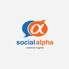 Social Alpha Logo fully editable vector template