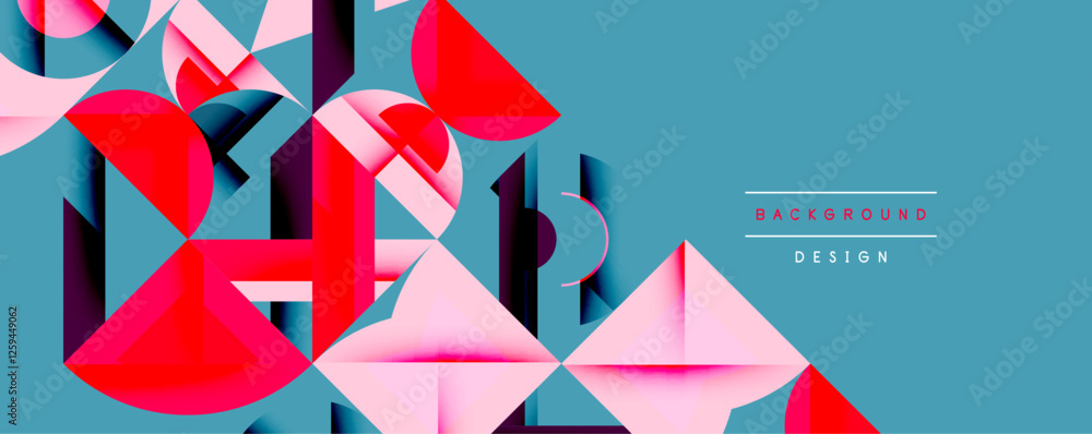Poster minimal geometric abstract background. circle square and triangle design