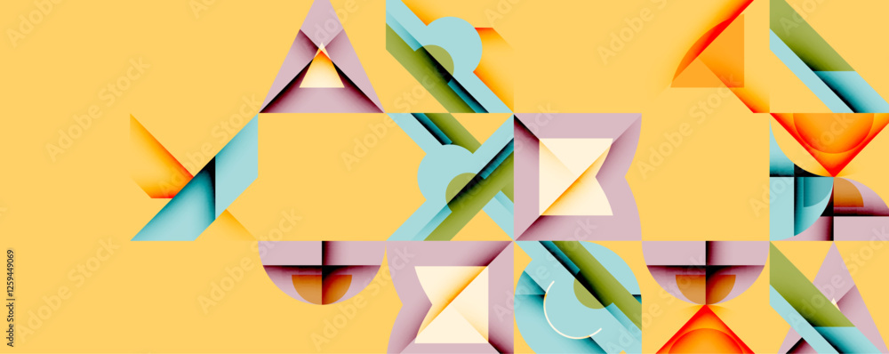 Poster minimal geometric abstract background. circle square and triangle design