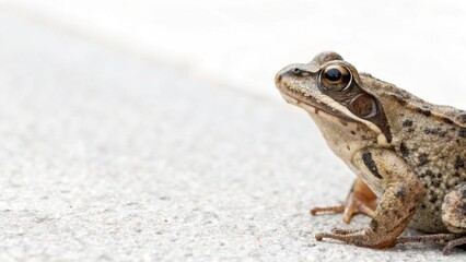 Obraz premium Close-Up of a Brown Frog on a Light Background