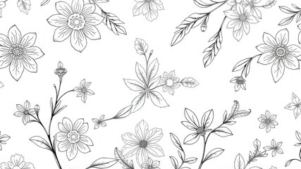 Delicate Lace Adorned with Ornate Botanical Sketches