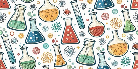 Tilt-Shift Scientific Illustration: Test Tube Design Pattern, Miniature Lab,  Microscopic Research, Chemistry Background