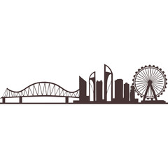 landmark skyline city vector line art illustration design
