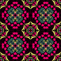 Floral vector pattern in seamless abstract pattern, Persian style tile pattern. Moroccan tiles, ethnic oriental design, wallpaper, wallpaper, tiles